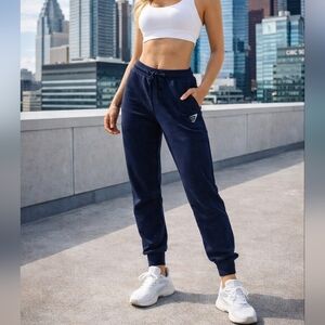 Gymshark Cotton Blend Joggers Navy Blue Slim Fit Athleisure Activewear